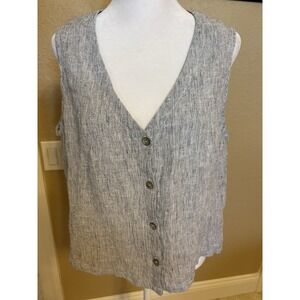 Tahari Women's 100% Linen Textured Vest Top, Size Medium